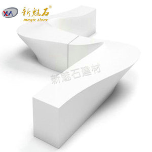 Nuevos Materiales de Construcción de Piedra GRC, Banco para Jardín de Terrazo, Blanco Gris, Personalizable, Resistente al Agua y a las Manchas, para Paisajismo - Product Image 5