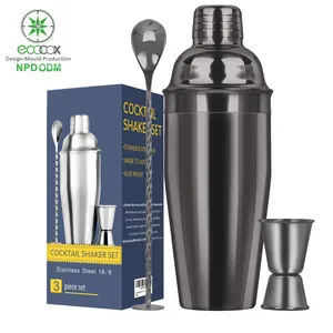 Stainless Steel Cocktail Shakers 24OZ Large Capacity Metal Martini Shaker with 1-1/2 OZ Jigger Spoon Bartender Kit