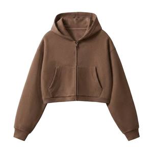 Custom Wholesale High Quality Heavyweight Cotton Fleece Minimalist Streetwear Y2K Boxy Fit Cropped Mens <b>Zip</b> <b>Up</b> <b>Hoodie</b> - Product Image 1