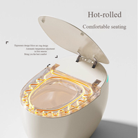 WC intelligent à poser au sol, design coloré, chasse automatique, chasse par siphon à jet, en céramique, forme œuf, siphon en P/S inclus