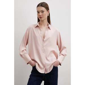 Camisa Básica de Satén Floss para Mujer, Blusa Minimalista con Botones, Uso Diario, Color Beige - Product Image 2