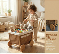 Chariot de rangement multifonctionnel en rotin tressé avec roulettes pour chambre d'enfant et décoration de crèche, panier en osier, organisateur de poussette