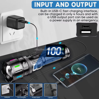 Batterie externe 5000 mAh avec lampe torche LED 1000 lumens, charge rapide USB Type-C 30W, affichage de la charge pour le camping et les urgences