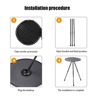 Table de camping pliable portable et réglable, table ronde pliable pour l'extérieur, rangement facile, table de voyage légère