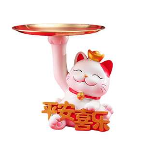 Ping An <span class=keywords><strong>Happy</strong></span> Festival Tips * Cailcat Llavero hecho a mano, Bandeja de entrada, Almacenamiento de adornos grandes, Accesorios de escritorio para el hogar - Product Image 5