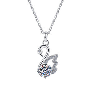 Collar con Colgante de Cisne de Diamante de Moissanita VVs1 de 1Ct en Plata de Ley S925, Joyería Fina Clásica, Regalo para Dama para Fiesta de Cumpleaños - Product Image 1