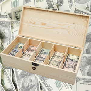 Custom Lock <strong>Box</strong> 5 Compartment Cash Organizer Piggy Bank <strong>Letter</strong>-Shaped <strong>Wooden</strong> <strong>Money</strong> Save <strong>Box</strong> - Product Image 4