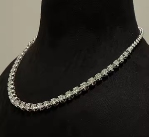 Elegante collar de diamantes de tenis en oro macizo de 14K 18K, joyería de lujo atemporal de una sola línea - Product Image 2