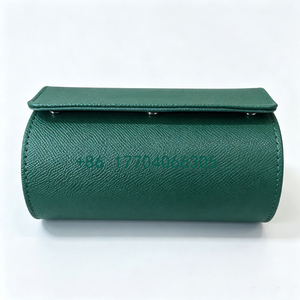 Étui à montres vert en PU, 2 emplacements, doublure en velours, organisateur de rangement portable pour montres pour hommes - Product Image 5