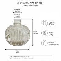 Diffuseur de parfum en verre côtelé rond moderne pour la maison, ensemble de diffuseurs à bâtonnets pour salon, chambre, bureau, cadeau d'aromathérapie