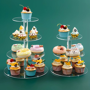 Support de présentation de gâteau en <span class=keywords><strong>acrylique</strong></span> transparent fait main en forme de cœur pour la fête des pères, plateau à dessert de jardin - Product Image 1