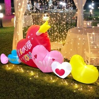 Ensemble de cœurs gonflables pour la Saint-Valentin, décoration de jardin extérieure pour une confession romantique avec lumières LED