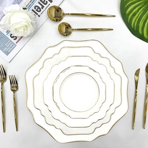 White Wedding Sunflower Ceramic <b>Dinnerware</b> Set Restaurant Party Porcelain Chargers Plate Irregular Dinner Plates - Product Image 6