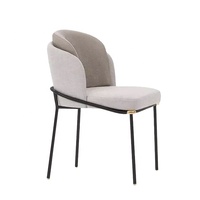 Fauteuil de bureau contemporain capitonné pour la maison, avec revêtement en tissu, dossier incurvé et moelleux, 4 pieds en métal
