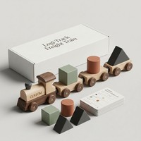 Jeu de tri de formes en bois Montessori personnalisé OEM avec cartes de correspondance logique, jouet éducatif personnalisé OEM pour boîte