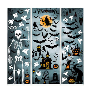 Autocollants de fenêtre d'Halloween effrayants et saisissants, grande taille, silhouette de monstre géant, pour décorations de fête de la trousse ou du trépass, parfaites pour les configurations de décoration. - Product Image 3