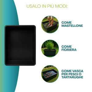 Contenitore Rettangolare in Plastica 250 Litri Nero 94x63x57 Cm, Contenitore Impilabile Multiuso - Product Image 4