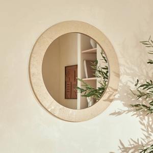 Miroir ANAYA en résine effet travertin, diamètre [indiquer le diamètre] 78 CM, NATUREL - Product Image 1