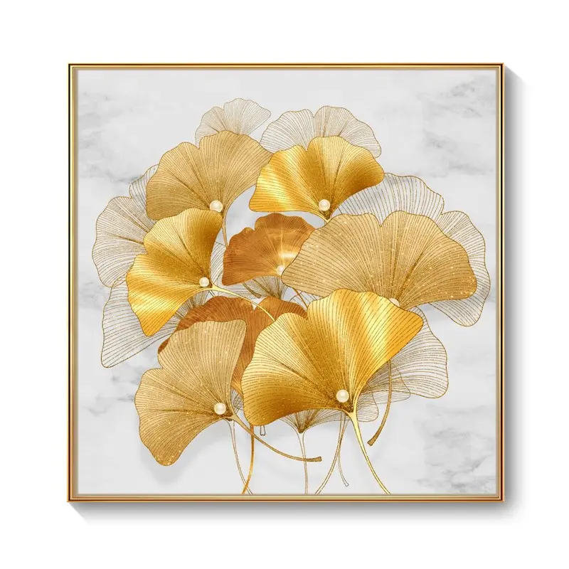 New Simple Atmosphere Golden Ginkgo Leaf Home Decoration Crystal Porcelain Painting