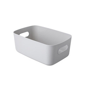 White PP Plastic <b>Storage</b> Box With Handle <b>Stackable</b> Desktop Organizer Bin for Home Office <b>Wardrobe</b> - Product Image 1