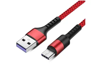 High Quality USB 2.0 Type-C Fabric Weaving Data Cable Support 5A Fastcharge 1.5m