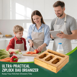Boîte de rangement pour sacs à fermeture éclair en bambou, organisateur de tiroir de cuisine, support pour sacs à fermeture éclair, organisateur de sacs à fermeture éclair, bac de rangement de cuisine écologique - Product Image 3