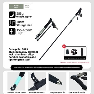 Bâtons de randonnée légers en alliage d'aluminium, pliables, télescopiques, avec verrouillage externe, pointes en <span class=keywords><strong>acier</strong></span> tungstène pour le camping et la randonnée en plein air - Product Image 6