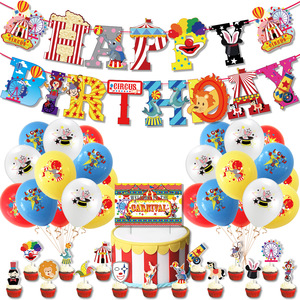 Decoraciones para Fiestas de Circo, Pancarta de Feliz Cumpleaños, Globos con Temática de <span class=keywords><strong>Carnaval</strong></span> para Fiestas de Cumpleaños de Circo - Product Image 1