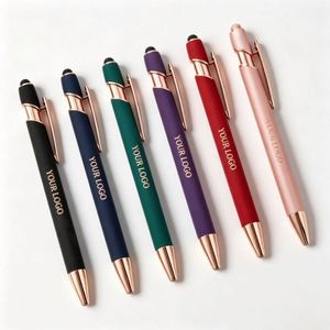 Bolígrafo Stylus Golden Rose al por Mayor, Bolígrafo de Goma Suave al Tacto con Impresión de Logotipo Personalizado, Regalo Promocional Empresarial, Bolígrafos - Product Image 1