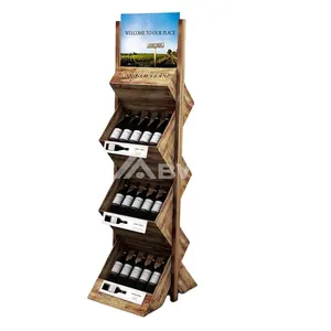 Design Custom Holz Lagerung Display Stand Doppelseiten Weinflasche Vitrine Rack