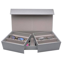 Argent Double couches lunettes de soleil étuis de rangement lentille optique organisateur boîte 12 fentes lunettes claires Brillenkoker optique cadre plateaux