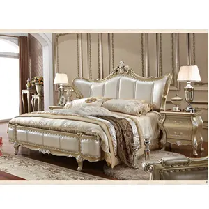 热卖豪华皇家古典风格床房家具实木床框架卧室套装