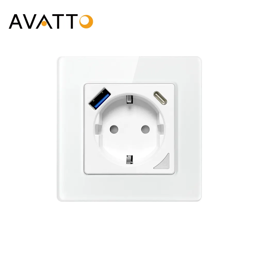 AVATTO Smart Socket Plug Inwall Switch Soket WIFI Outlet Tuya Alexa Google Rumah Inggris/EU/FR/Universal Smart Switch Rumah Pintar