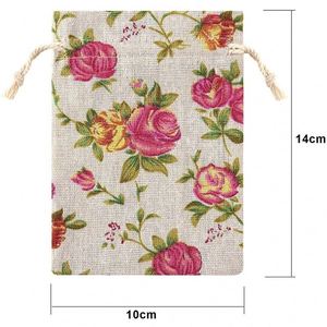 Hot Selling 10x14cm Rose Printed Cotton <b>Bag</b> <b>Recyclable</b> and Eco-Friendly Feature Rose Printing <b>Bag</b> - Product Image 3