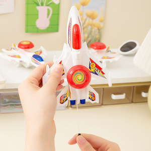 <b>Light</b> Up String Airplane Model Plastic Toy For Kids 4-6 Years Old Push <b>Pull</b> Toy Unisex Cartoon Shape - Product Image 3