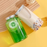 Vente en gros Boîte de jus de fruits transparente pour animaux de compagnie à ouverture facile 330ml 500ml 650ml Boîtes de conserve en plastique vides personnalisées avec couvercle