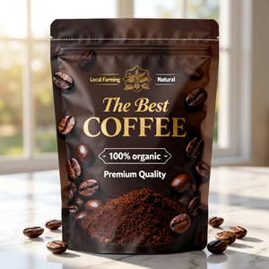 ถุงซิปล็อคแบบตั้งได้สำหรับบรรจุเมล็ดกาแฟ พิมพ์ลายตามสั่ง ขายส่ง พร้อมวาล์วทางเดียวและซิปปิดผนึกได้ โรงงานผลิตโดยตรง รับผลิตแบบ OEM ODM - Product Image 2