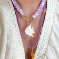 Collar de Moda Veraniego Bohemio con Cristales Naturales y Gemas de Pescado, Joyería de Piedras para Mujer