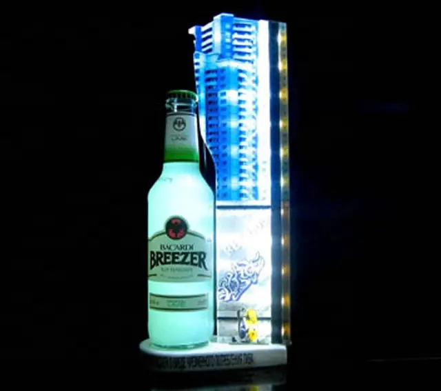 Exibição de garrafa acrílica, prateleira iluminada de led para garrafa de vinho, acrílico, prateleira de licor