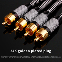 Câble audio stéréo RCA mâle vers RCA mâle en PVC tressé plaqué or 24 carats avec coque en fibre de carbone haut de gamme pour amplificateur de platine et haut-parleur