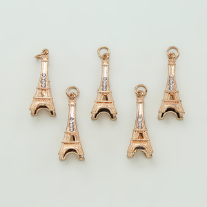 Torre Eiffel <span class=keywords><strong>Real</strong></span> chapado en oro rosa de 14K del encanto de la joyería de DIY Fabricación de pulsera - Product Image 3