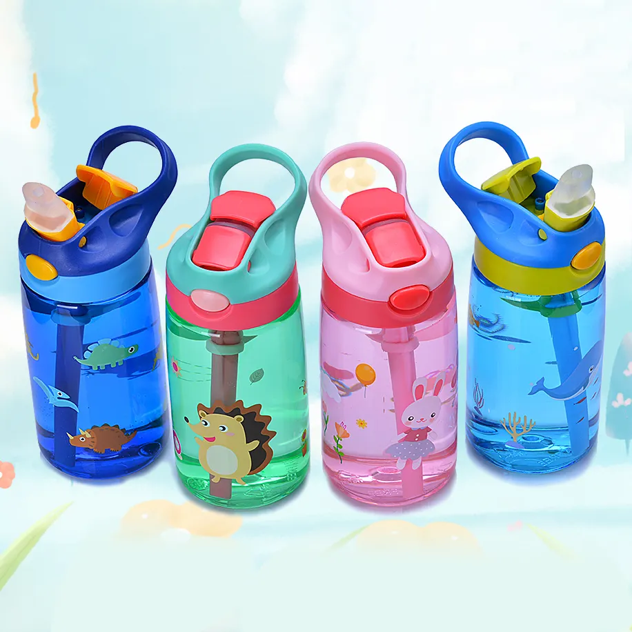 Kids Water Sippy Cup Creative Cartoon Baby Feeding Drinking Bottles with Straws Leakproof Outdoor Portable Children's Water Jar
