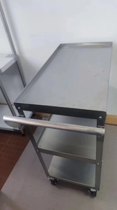 Chariot utilitaire roulant détachable à 3 niveaux en acier inoxydable robuste direct d'usine avec roues pour restaurant - Product Image 4