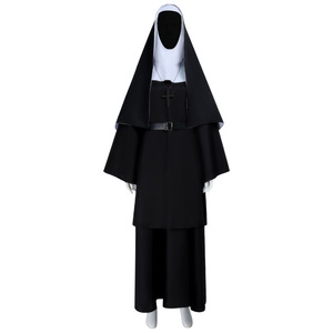 Costume de cosplay de nonne d'horreur pour Halloween, ensemble complet, fibre de polyester noire, taille adulte standard, costume de scène - Product Image 1
