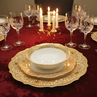 KAROSA 4 Pièces Vente Chaude Ensemble de Vaisselle de Luxe Comprenant une Assiette Plate, une Assiette à Dessert, une Assiette Creuse et un Bol à Salade de 15 cm – Service de Table pour 1 Personne