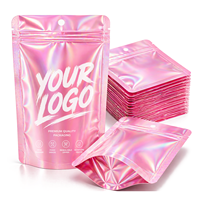 Pochette debout holographique personnalisée sac en mylar anti-odeur 3.5g emballage refermable à fermeture éclair pour bonbons biscuits gommes collations comestibles