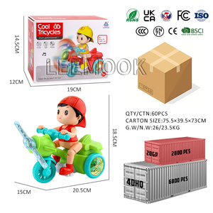 Mini stile cartone animato di plastica auto e moto simpatici giocattoli Stunt triciclo di 360 gradi di rotazione della musica luce per i bambini - Product Image 6