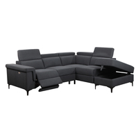 Großes Ecksofa mit Relaxfunktion, Mikrofaser-Stoff, L-Form, mit Ottoman, Moderner Stil, Schlafsofa