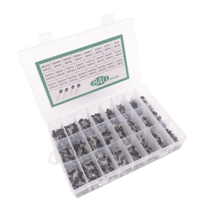 840 Cái/lốc 24 Giá Trị 3Pins TO-92 NPN <span class=keywords><strong>PNP</strong></span> Điện Mục Đích Chung Transitor Với Assortment Kit 2N2222 3904 3906 <span class=keywords><strong>C945</strong></span> BC327 BC337 - Product Image 1