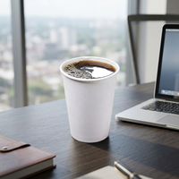 Gobelet en papier jetable à paroi simple, biodégradable, respectueux de l'environnement, de qualité alimentaire, pour café, thé, boissons, avec logo personnalisé
